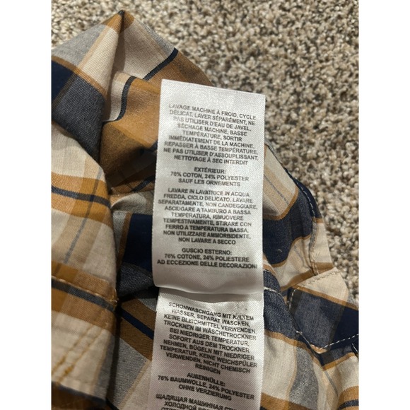 Mountain Hardwear Mens Plaid Short Sleeve Button Up Shirt Tan Brown Navy Size M - Picture 7 of 8